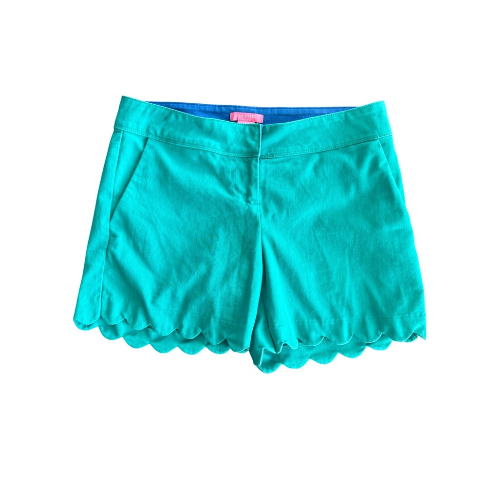 Isaac Mizrahi New York Scalloped Hem Shorts Teal Green Size 6